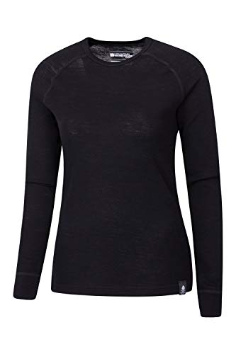Mountain Warehouse Top térmico Interior de Lana Merina para Mujer - Camiseta Ligera para Mujer, Transpirable, Antibacteriana Negro 36