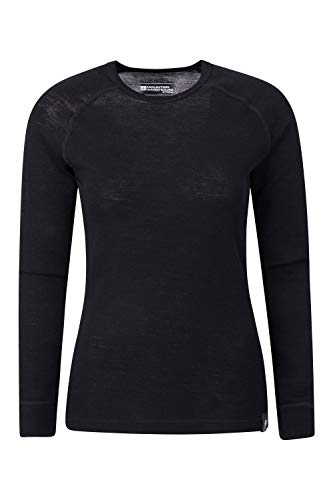 Mountain Warehouse Top térmico Interior de Lana Merina para Mujer - Camiseta Ligera para Mujer, Transpirable, Antibacteriana Negro 36