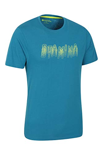Mountain Warehouse Tri Linear T-Shirt para Hombre - Camiseta Ligera, Top cómodo, Parte de Arriba de Cuidado fácil - Ideal para Viajes, Deportes, Exteriores, Acampar Azul petróleo L