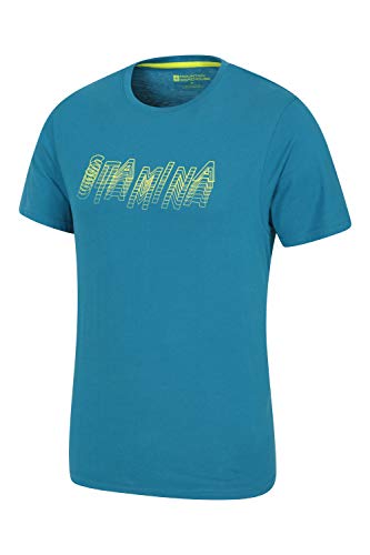 Mountain Warehouse Tri Linear T-Shirt para Hombre - Camiseta Ligera, Top cómodo, Parte de Arriba de Cuidado fácil - Ideal para Viajes, Deportes, Exteriores, Acampar Azul petróleo L