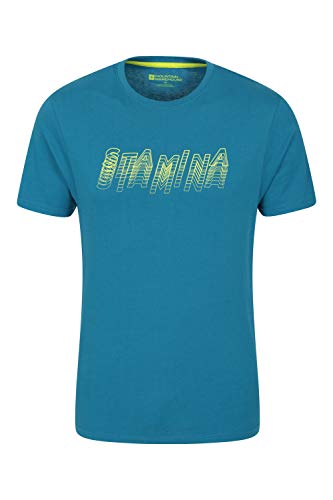 Mountain Warehouse Tri Linear T-Shirt para Hombre - Camiseta Ligera, Top cómodo, Parte de Arriba de Cuidado fácil - Ideal para Viajes, Deportes, Exteriores, Acampar Azul petróleo L