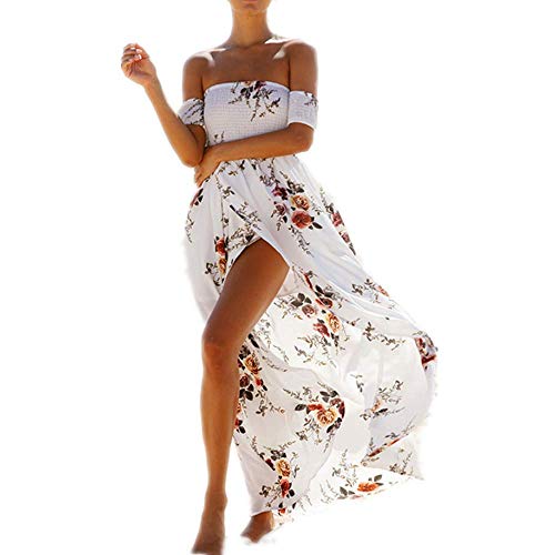 Mr.BaoLong&Miss.GO Nuevo Vestido con Estampado de Pecho Envuelto Falda Larga de Vacaciones Junto al mar