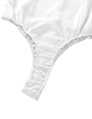 MSemis Body Camisa Mujer Sexy Blusa Blanca Manga Larga Camisetas Formal de Negocios Blusas Elegantes de Vestir Mujer Blanco M