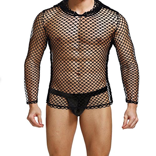 MSemis Camiseta Sexy Transparente para Hombres Chaleco de Malla Camisa de Músculo con Capucha Sudadera Fishnet Slim Fitness Clubwear Talla M-2XL Negro con Capucha Large