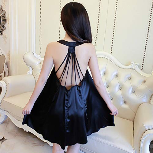 MU2827924 Hueca Servicio a Domicilio Hueco Abierto un Sexo Pijamas Abanico de Seda señoras del Vestido de Noche de simulación de atrás de Estilos de la Correa del Verano,Azul