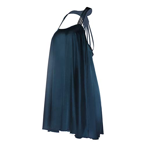 MU2827924 Hueca Servicio a Domicilio Hueco Abierto un Sexo Pijamas Abanico de Seda señoras del Vestido de Noche de simulación de atrás de Estilos de la Correa del Verano,Azul