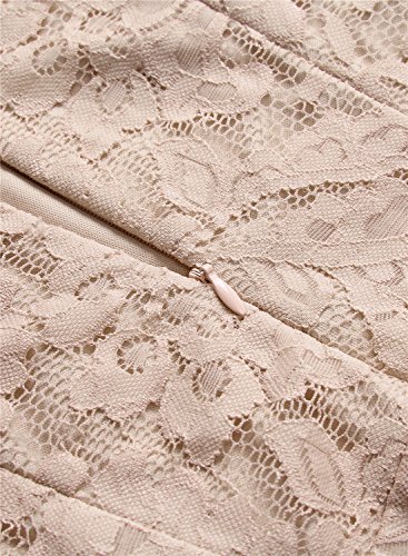 MUADRESS 6666 Vestido Cóctel Sin Manga Cuello Y Espalda V Hi-lo Flor Encaje Elegante Mujer Champán XS