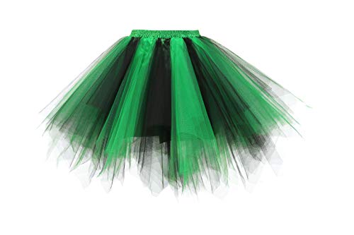 MUADRESS MUALXQ Enagua Mujer Cancan Vintage Rockabilly Traje de Danza Ballet Tutu Verde Negro S