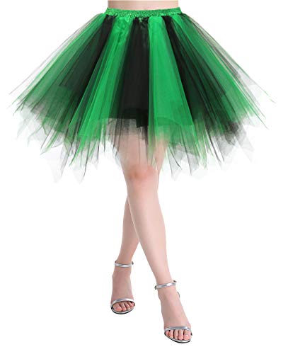 MUADRESS MUALXQ Enagua Mujer Cancan Vintage Rockabilly Traje de Danza Ballet Tutu Verde Negro S