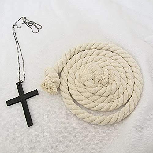 Much Green Monje Sacerdote Túnica de Robe para Medieval Renacimiento Trajes de Vampiros,Disfraz de Gótico cosplay con Cruz para Halloween Carnaval Disfraces con Capucha para Hombre(Marrón,L)