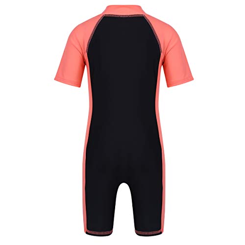 Mufeng Traje de Baño de Una Pieza para Niños y Niñas Unisex Bañador de Verano con Manga Corta con Protección Solar Ropa de Playa Naranja 3-4 años