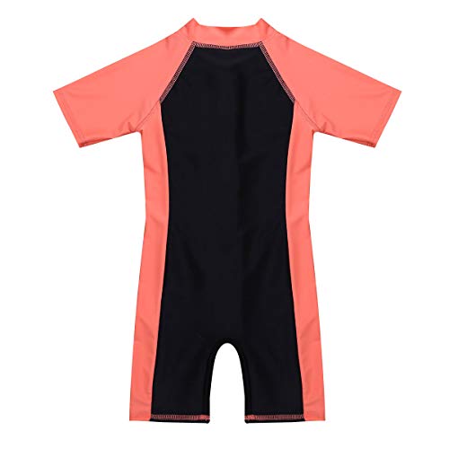 Mufeng Traje de Baño de Una Pieza para Niños y Niñas Unisex Bañador de Verano con Manga Corta con Protección Solar Ropa de Playa Naranja 3-4 años