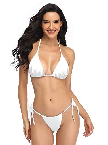 Mujer 2020 Push up Bikini de Tres Puntos Conjunto de Traje de Baño Brasileños Bañador Ropa de Dos Piezas Bikinis Blanco S