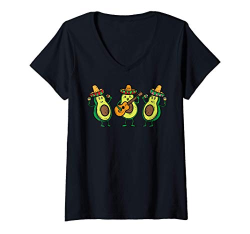 Mujer 3 Mexican Avocados Funny Guac Cinco De Mayo Fiesta Vegan Camiseta Cuello V