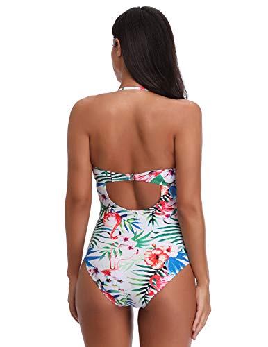 Mujer Bañador de Una Pieza Traje de Baño Estampado Vintage Retro 2XL CL0639-3