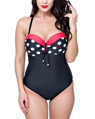 Mujer Bodycon Bikini Tallas Grandes Push Up Point D'Onde Traje De Baño Rojo 52