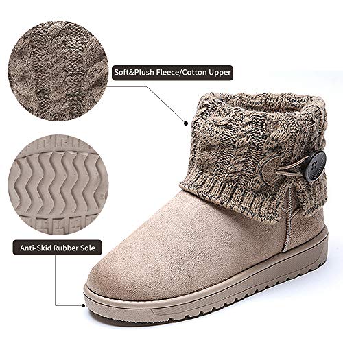 Mujer Botas De Nieve De Punto Unidas para Mujer Beige 36 (Talla de Suela es Asiática 37)