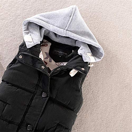 Mujer Chaleco Fashion Elegantes Sin Mangas Encapuchado Chaleco Acolchado Invierno Espesor Termica Lindo Chic Casuales Slim Fit Talla Grande Chaquetas Abrigos Outerwear (Color : Schwarz, Size : 2XL)