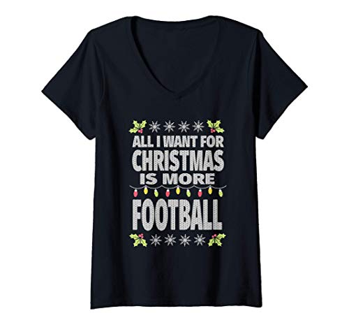 Mujer Fútbol Femenino Navidad Fea Camiseta Cuello V