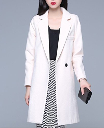 Mujer Gabardina Casual Abrigo Largo Manga Larga Chaquetas Mezcla de Lana Abrigo con Bolsillo M Beige