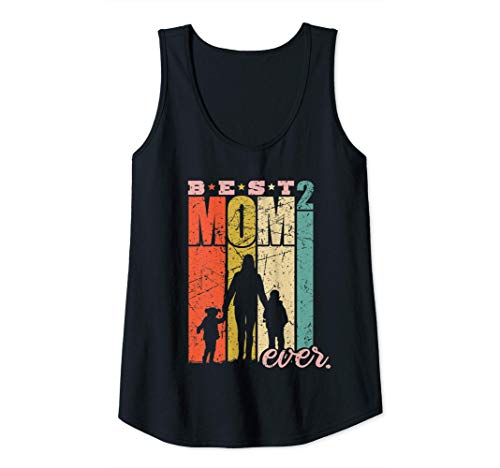 Mujer Mejor mamá de todas madre de dos Madre con hijos Camiseta sin Mangas