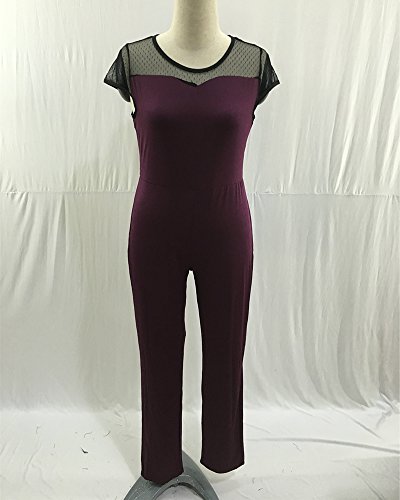 Mujer Mono Jumpsuits Elegante Talla Grande Bodysuit Verano Pantalones Largos para Fiesta Playa Beachwear Y Clubwear Vino Rojo 3XL