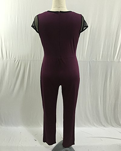 Mujer Mono Jumpsuits Elegante Talla Grande Bodysuit Verano Pantalones Largos para Fiesta Playa Beachwear Y Clubwear Vino Rojo 3XL