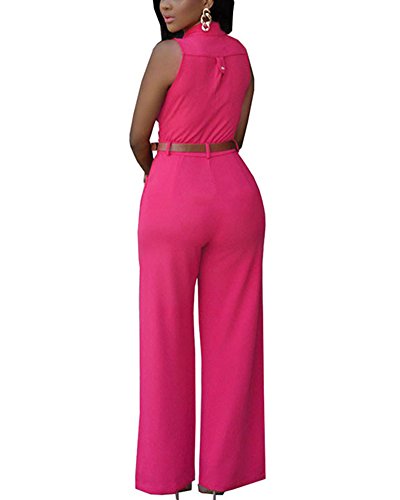 Mujer Mono V Cuello Sin Mangas Jumpsuits Elegante Bodysuit Pantalones Largos para Fiesta Playa Rose XXL