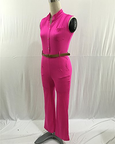 Mujer Mono V Cuello Sin Mangas Jumpsuits Elegante Bodysuit Pantalones Largos para Fiesta Playa Rose XXL