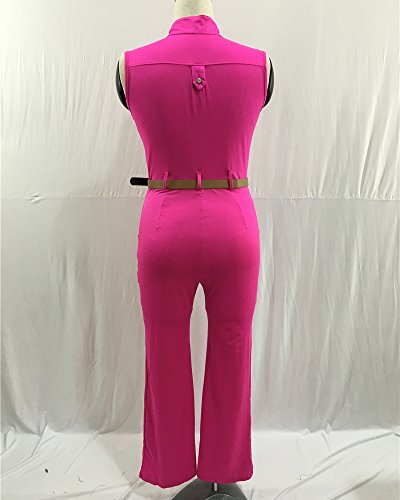 Mujer Mono V Cuello Sin Mangas Jumpsuits Elegante Bodysuit Pantalones Largos para Fiesta Playa Rose XXL