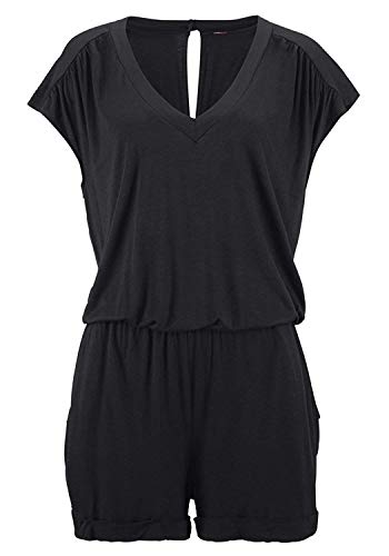 Mujer Monos,Jumpsuits Mujer En V Sin Mangas Monos,Verano del Mameluco Playa De Los Pantalones Corto Jumpsuits,Sin Cinturon S-2XL (XL, Negro)