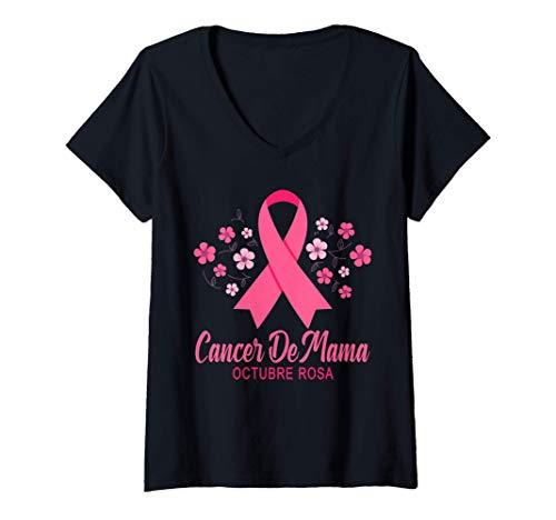 Mujer Octubre Rosa Lucha Contra El Cancer De Mama Breast Cancer Camiseta Cuello V