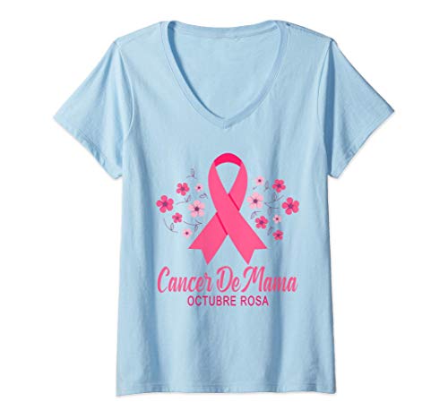 Mujer Octubre Rosa Lucha Contra El Cancer De Mama Breast Cancer Camiseta Cuello V