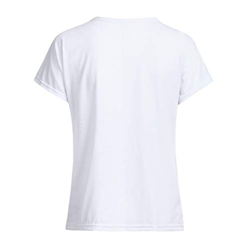 Mujer Polyester Ajustado Blusa y Camisas Moda Patchwork Casual para Mujer Color Block O-Neck Manga Corta Camiseta Tops Verano riou