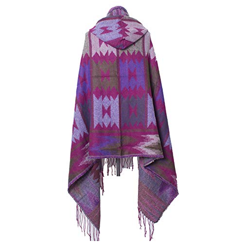 Mujer Poncho de Invierno Suave Estampado Cárdigan de Punto Casual Capa Larga Grande Elegante Manta Calentito