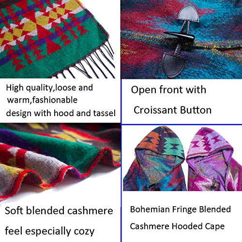 Mujer Poncho de Invierno Suave Estampado Cárdigan de Punto Casual Capa Larga Grande Elegante Manta Calentito