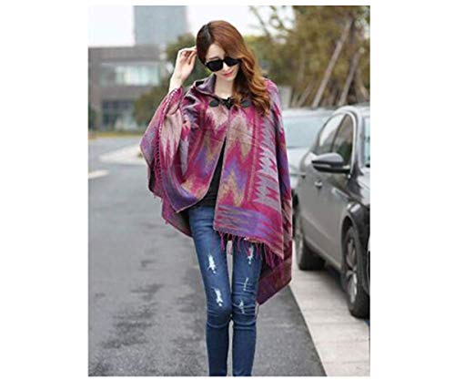 Mujer Poncho de Invierno Suave Estampado Cárdigan de Punto Casual Capa Larga Grande Elegante Manta Calentito