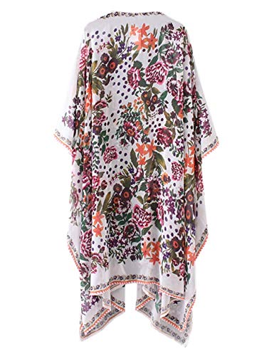 Mujer Poncho Verano Elegante Floreadas Fashion Negocios Bohemio Vintage Cardigan Ocasional Cómodo Hipster Chal De Abrigos Talla Grande (Color : Printing, Size : 3XL)