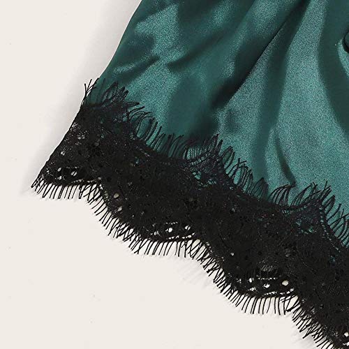 Mujer Sexy Color Negro Sensual y Elegante Fina Lenceria para DamaConjunto de Pijama de lencería Sexy Pantalones Cortos de satén para Mujer Sexy-Black_XL