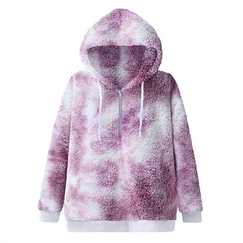 Mujer Sudadera Caliente y Esponjoso Tops Chaqueta Suéter Abrigo Jersey Mujer Otoño-Invierno Talla Grande Hoodie Sudadera con Capucha riou (Gray, S)