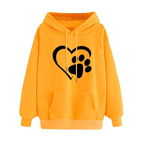 Mujer Sudadera Invierno Chaqueta con Capucha Estampada Casual Pata Manga Larga Suéter Abrigo Jersey Mujer Otoño-Invierno Talla Grande Hoodie riou