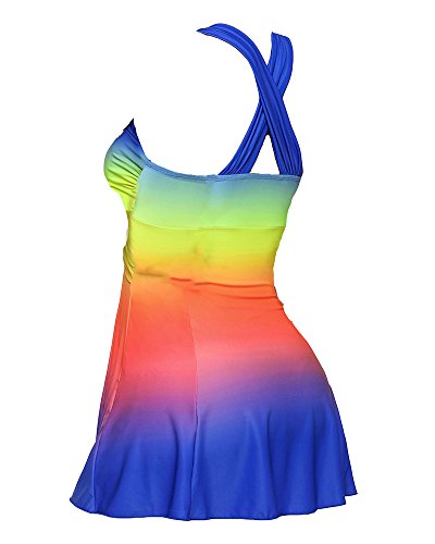 Mujer Tankinis Color De Degradado Bikini Conjuntos De Dos Piezas Correa De Hombro Doble Vestido De Playa Zafiro 3XL