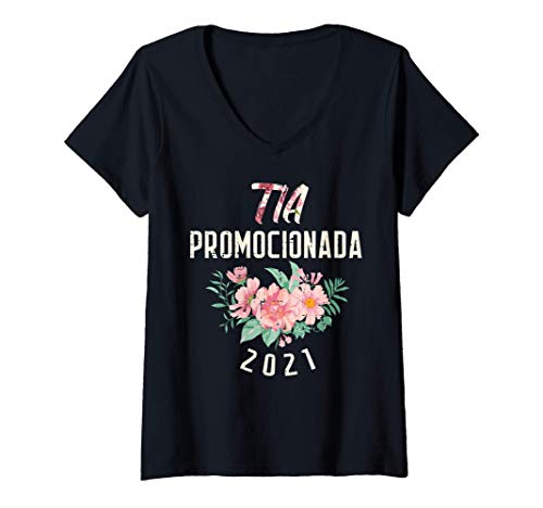 Mujer Tia Promocion 2021 Futura Anuncio Embarazo Mujer Regalo Camiseta Cuello V