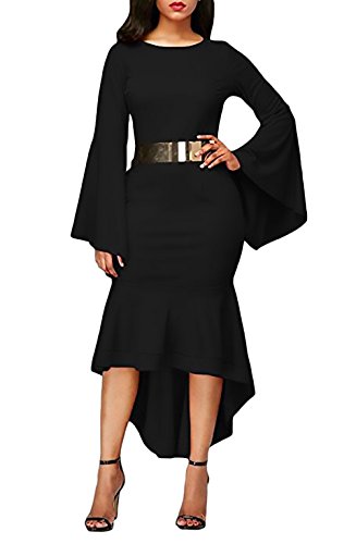 Mujer Vestidos De Fiesta De Noche De Niñas Elegantes Vintage Con Manga Larga De La Trompeta Cuello Redondo Ajustados Sirena Rodilla Y Rodilla Vestidos Coctel Vestidos Lapiz