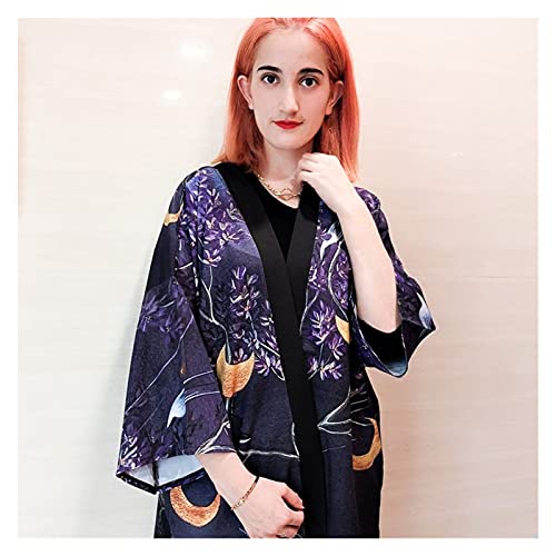 Mujeres Kimono Cardigan Yukata Femenino Streetwear Japonés Japón Camisa de Estilo Dragón Ropa de Dragón Kimono de Mujer Ropa Tradicional (Color : 1, Tamaño : One Size)