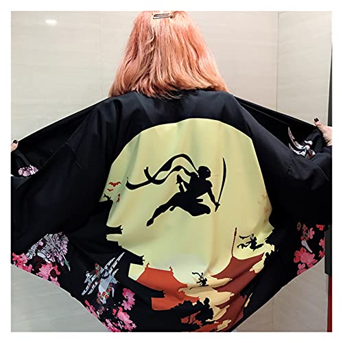 Mujeres Kimono Cardigan Yukata Femenino Streetwear Japonés Japón Estilo Camisa Muchacha Suave Kimono de Mujer Ropa Tradicional (Color : 1, Tamaño : One Size)