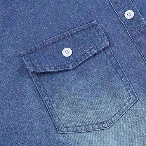 Mujeres Manga Larga Camisas Vaquero - Fashion Primavera Otoño Camisa de Jean con Botones Color Sólido Slim Blusa Boyfriend Casual Camisetas Tops Tallas Grandes