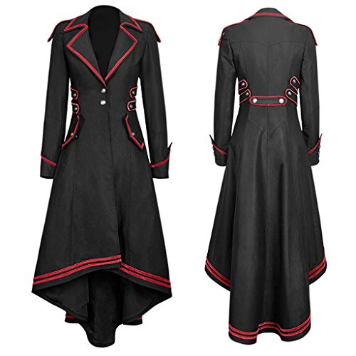 Mujeres Más Tamaño Abrigos, Mujeres Góticas Moda Larga Chaqueta Tren Tren Vintage Medieval Trajes paraChaqueta Mujer Invierno Venta, negro, XXL