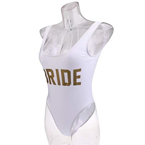 Mujeres Monokini Traje De Baño De Una Pieza Traje Mode De Marca De Baño Playa Moda Novia Traje De Baño Noche De Despedida De Soltera Fiesta De Despedida De Soltera (Color : Oro, Size : L)