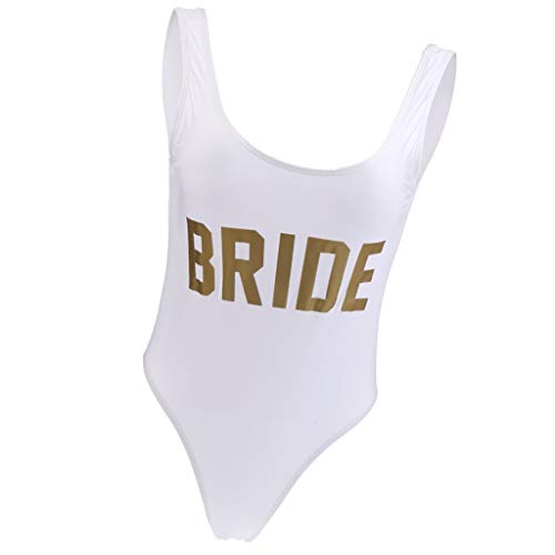 Mujeres Monokini Traje De Baño De Una Pieza Traje Mode De Marca De Baño Playa Moda Novia Traje De Baño Noche De Despedida De Soltera Fiesta De Despedida De Soltera (Color : Oro, Size : L)